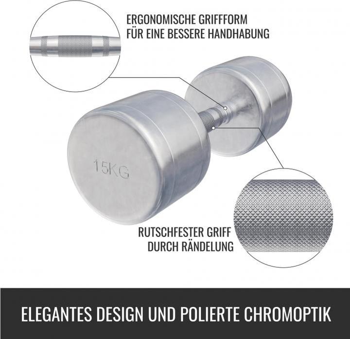 Produktbild Gorilla Sports Chrom Kurzhanteln (2 x 15 kg)
