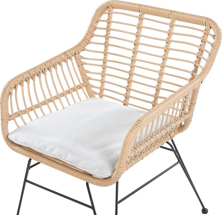 Immagine prodotto Beliani Set da balcone Rattan Naturale 2 Sedie Cuscini Grigio Chiaro TRESTINA (40 cm)