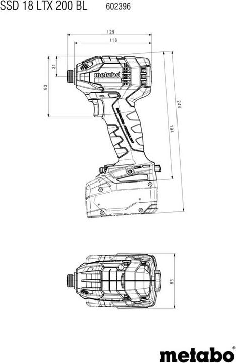 Produktbild Metabo Akku-Schlagschrauber SSD 18 LTX 200 BL (Akkubetrieb)
