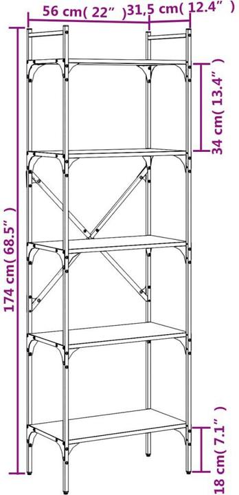 Immagine prodotto VidaXL Klement (56 x 31,5 x 174 cm)