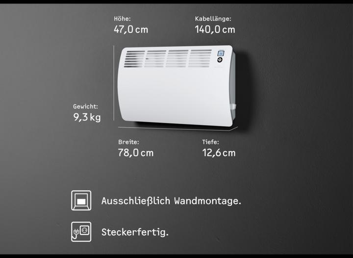 Produktbild Stiebel Eltron CON 20 Premium, 2,0 kW Wandkonvektor für ca. 25 m², VDE geprüft (2000 W)