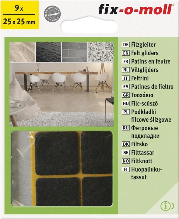 Produktbild Fix-o-moll Filzgleiter 3 mm / 25 x 25 mm 9 x (Filzgleiter, 9 Stück)