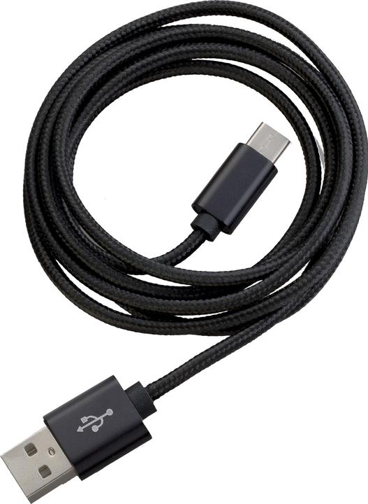 Produktbild Peter Jäckel FASHION 1,5m USB Data Cable Black Typ-C USB mit Sync- und Ladefunktion (1.50 m, USB 2.0)