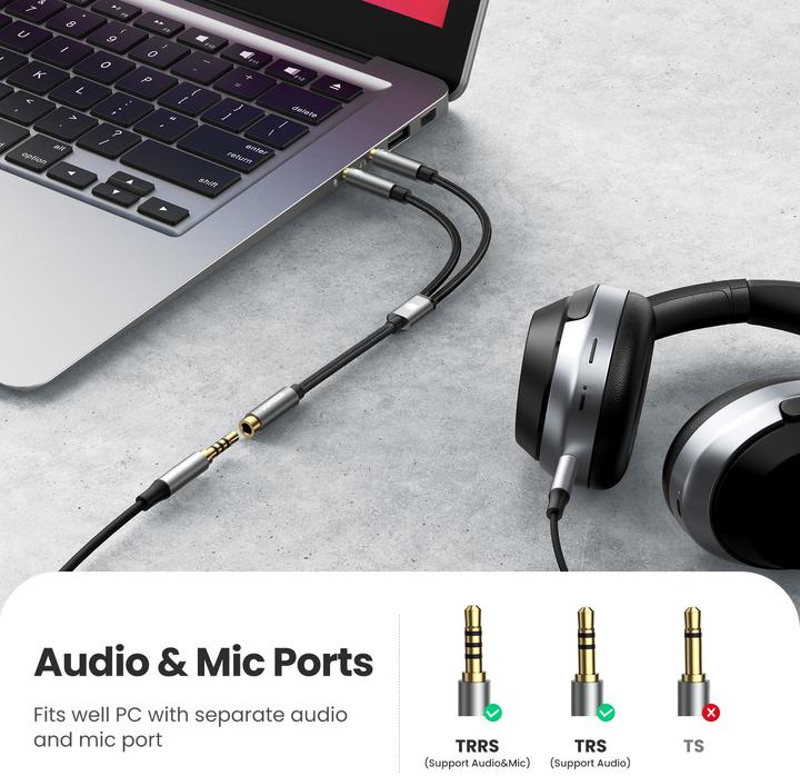 Image du produit Ugreen Micro et casque Y Splitter 3.5 mm jack (0.20 m, Jack 3,5 mm (AUX))