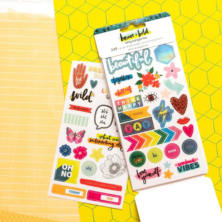 Produktbild American Crafts Stickerbuch Bold + Brave 249 Stück, Mehrfarbig