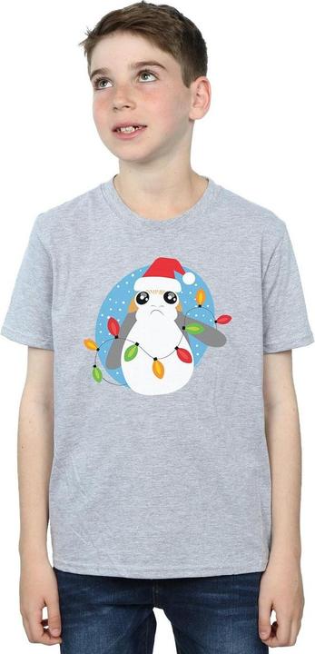 Actual product image Star Wars Boys The Last Jedi Porg Christmas Lights T-Shirt (140, 146)
