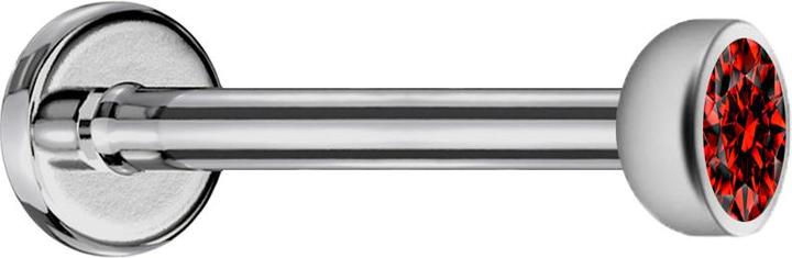 Star Piercing Micro Labret Innengewinde silber mit Halbkugel Kristall rot (ohne Messing, Titan G23)