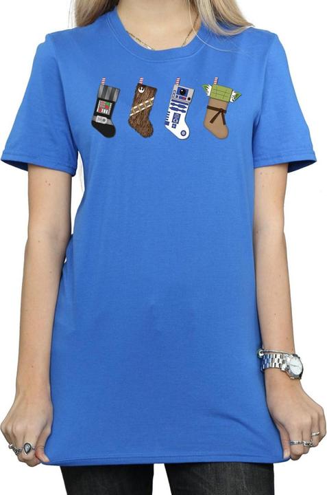 Actual product image Star Wars Womens/Ladies Christmas Stockings Cotton Boyfriend T-Shirt (M)