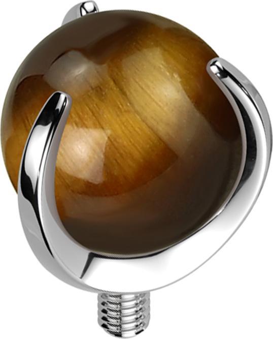 Image du produit Star Piercing Dermal Anchor argent Boule Oeil de tigre serti de pierre (Minéral, sans laiton, Titane G23)