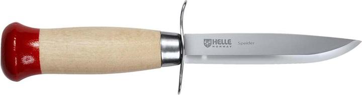 Produktbild Helle Gürtelmesser SPEIDER 04P, rostfrei, 12C27 Stahl, Fingerschutz, Birkenholz, Lederscheide mit P (9 cm)