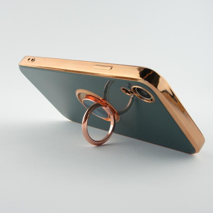 Produktbild PhoneLook Hülle Gummi Bronze mit Ring grau grün (Apple iPhone XR)
