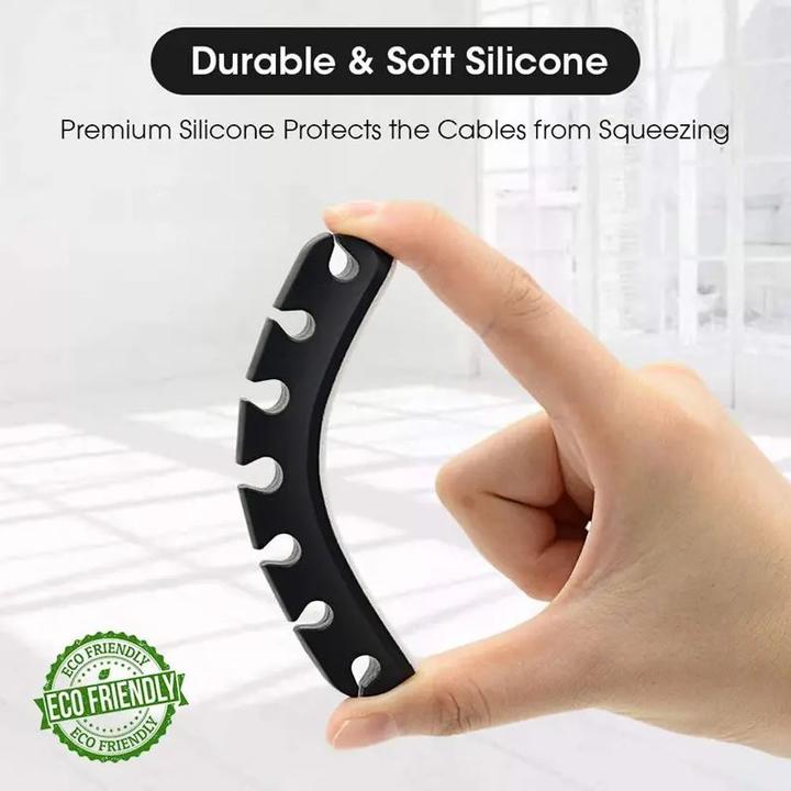 Actual product image PhoneLook 7-channel silicone cable clamp for table wall adhesive strips
