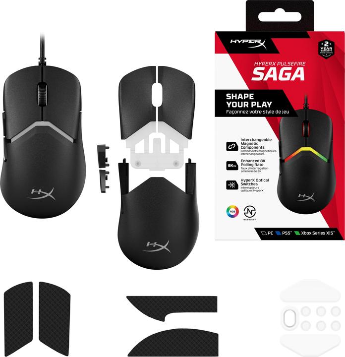 Produktbild HP HyperX Pulsefire Saga-Gaming-Maus (schwarz) (Kabelgebunden)