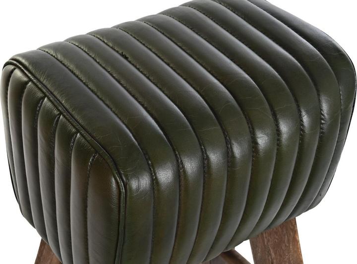 Actual product image DKD Home Decor Stool Wood Brown Leather Green (41 x 30 x 79 cm)