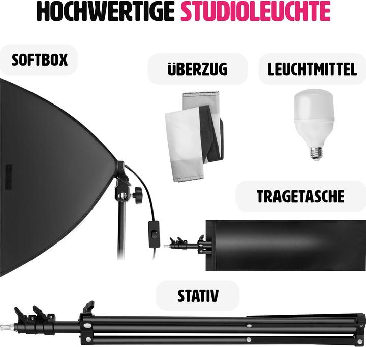 Produktbild tectake Studioleuchte mit Softbox und Stativ (Studioleuchte)