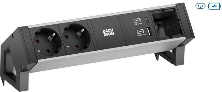 Actual product image Bachmann DESK2 ALU BLACK 2xCH T13 (2 x, Type 13, 0.20 m)