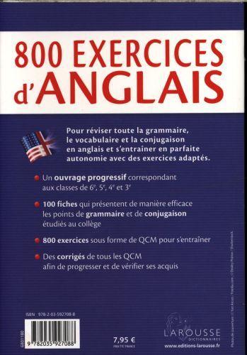 Image du produit 800 exercices d'anglais : spécial collège (Collectif, Français)