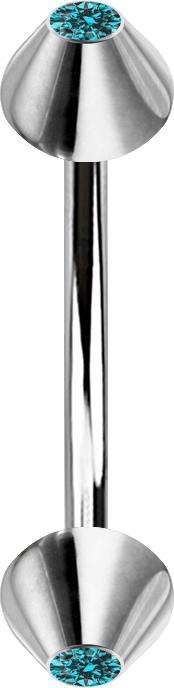 Produktbild Star Piercing Micro Banane silber mit zwei Cones Kristall aqua (ohne Messing, Chirurgenstahl 316L)