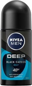 NIVEA Men Deepack Carbon Beat Antiperspirant Activated Carbon Roll-On 50Ml (Roll-on, 50 ml)