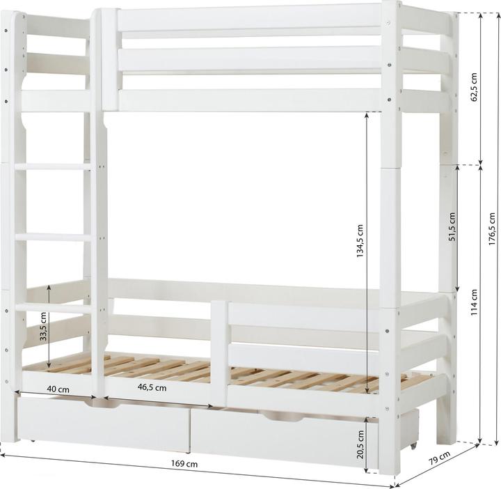 Produktbild Hoppekids ECO Luxury Hoch-Etagenbett in 70 x 160 cm mit Rausfallschutz und gerader Leiter (70 x 160 cm)