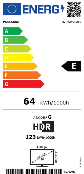 Energie-Label Panasonic TN-55W70AEZ (55", LCD, 4K, 2024)