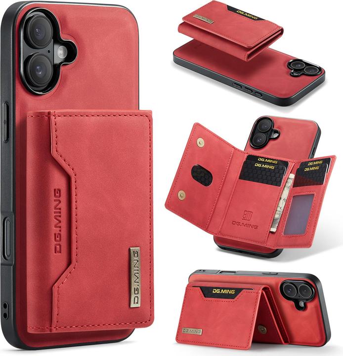 Actual product image Dg.Ming iPhone 13 - Etui, Leder-Optik, Kartenfach & Magnetverschluss, Rot (Apple iPhone 13)