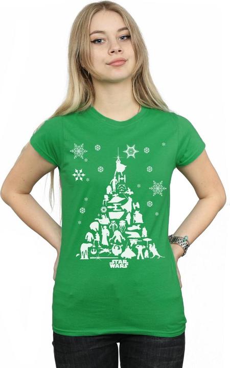 Actual product image Star Wars Womens/Ladies Christmas Tree Cotton T-Shirt (S)
