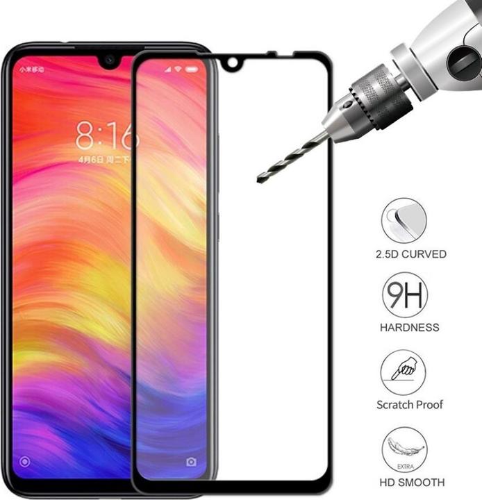 Produktbild Screenguard Xiaomi Redmi Note 7 Full Screen Panzerglas Schutzfolie 2.5D 9H (1 Stück, Xiaomi Redmi Note 7)