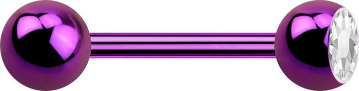 Produktbild Star Piercing Barbell violett mit Kugel und Kugel Kristall silber (ohne Messing, Titan G23)