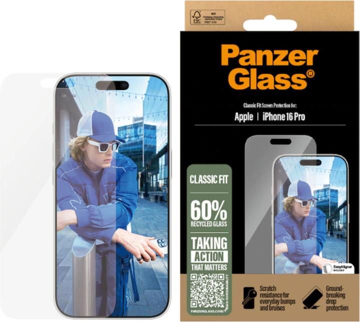 Produktbild PanzerGlass Classic Fit (1 Stück, Apple iPhone 16 Pro)
