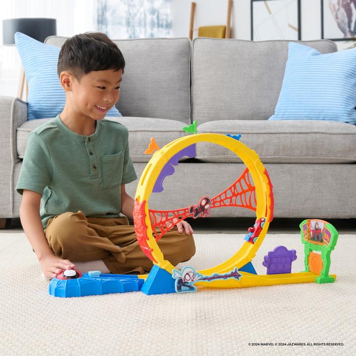 Actual product image Spiderman Spidey 61cm looping race track with exclusive diecast vehicle