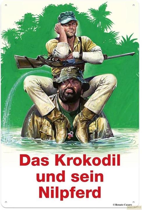 Blechschild Das Krokodil und sein Nilpferd (20 x 30 cm)