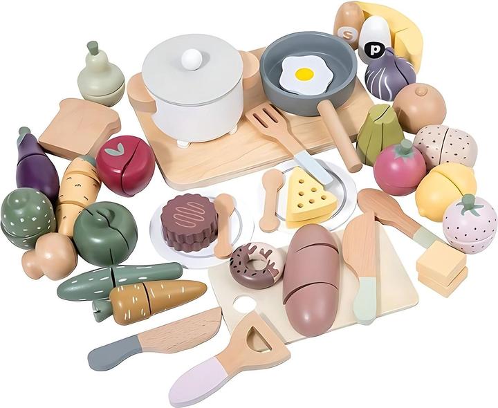 Immagine prodotto Sebra Set cucina e alimenti in legno, 48 pezzi