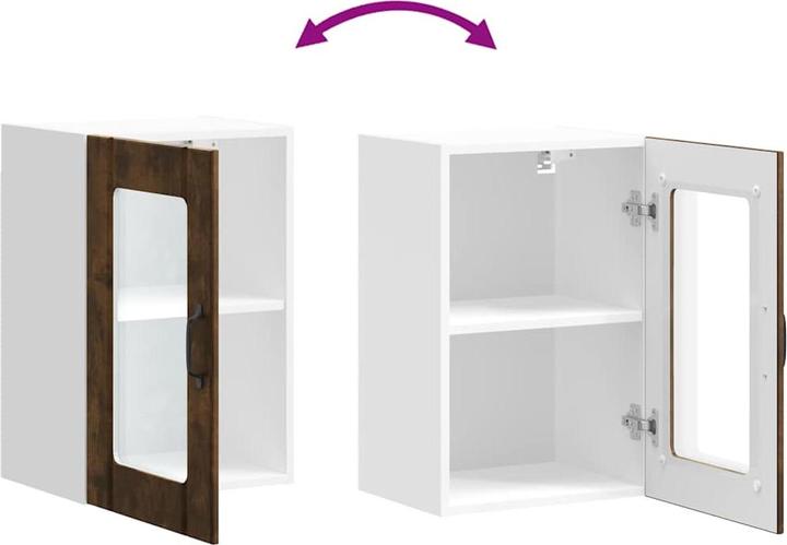 Immagine prodotto VidaXL Pensile da cucina con anta in vetro Lucca rovere fumé Pensile da cucina (40 x 31 x 60 cm)