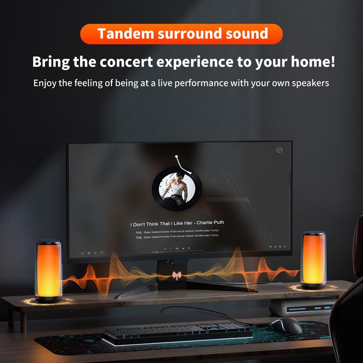 Image du produit Qere Enceinte Bluetooth 5.3 HF33 10W 3D Surround Sound lumière LED IPX5 & USB-C (5 h)