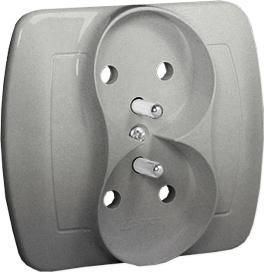 Productafbeelding Kontakt Simon Akord Stekkerdoos met Aarde 16A Aluminium (AGZ2)