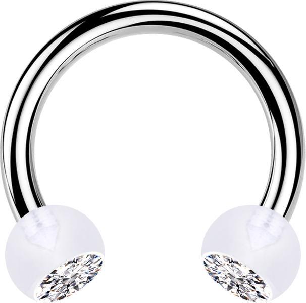 Star Piercing Micro Circular Barbell silber mit zwei Kugeln transparent Kristall silber (MessingKupfer, ohne MessingBioflexChirurgenstahl 316L)