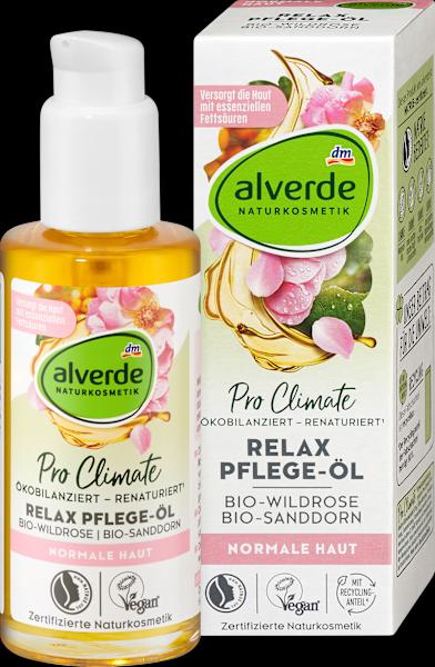 Produktbild dm alverde Relax Pflege-Öl Bio-Wildrose, Bio-Sanddorn (Körperöl, 100 ml)