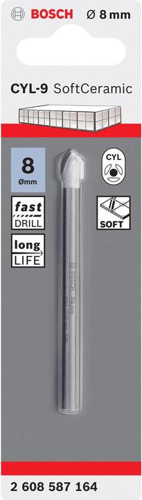 Immagine prodotto Bosch Professional Zubehör Trapano per piastrelle CYL-9 Ceramica, 8 x 80 mm (8 mm)