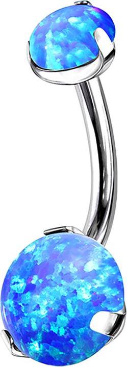 Image du produit Star Piercing Banane argentée avec deux opales bleues (sans laiton, Titane G23)