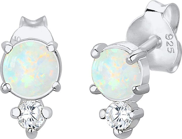 Elli Kreis, Opal, Solitär-Ohrring, Vintage (Zirkonia, Synthetischer Opal, 925 Sterling Silber)