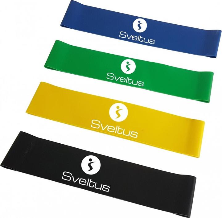 Actual product image Sveltus Aerobic Latexbänder 4er-Set (0.25 m, Easy, Medium, Strong, Extra strength)