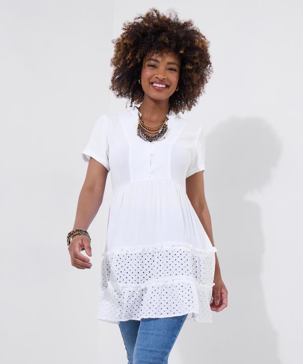 Actual product image Joe Browns Embroidered Bib Broderie Hem Cotton Tunic Dress (12)