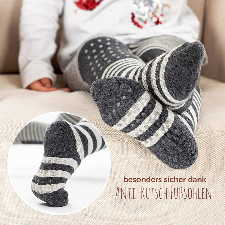 Actual product image La Loona LaLoona baby tights crawling tights - stripes grey - (74/80)
