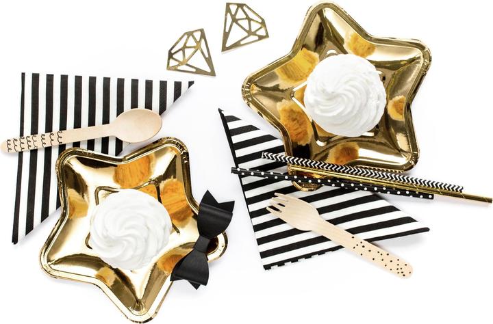Image du produit Partydeco Couverts en bois avec motifs noirs (18 x)