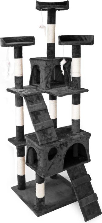 Actual product image Wiltec Cat Tree Scratching Post Climbing Tree in Black 170cm with Platforms Caves and Ramps (170 cm, Black)