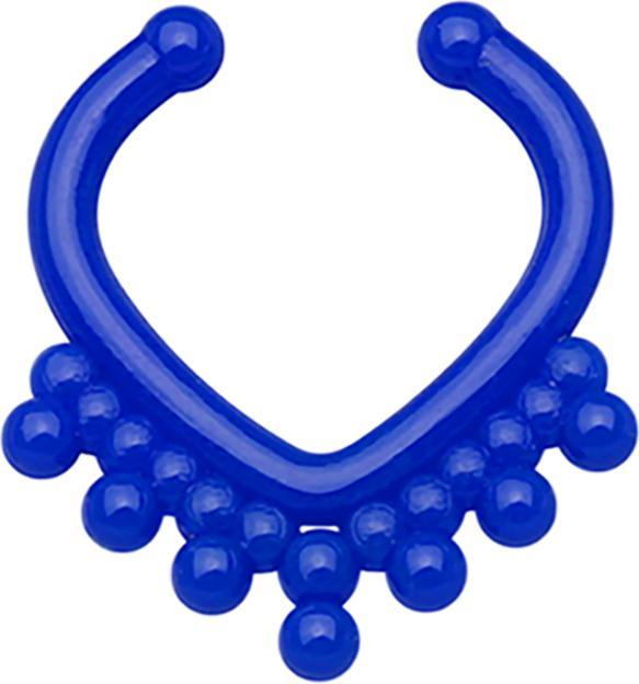 Star Piercing Fake Septum mit Kugel in Dreiecksform dunkelblau