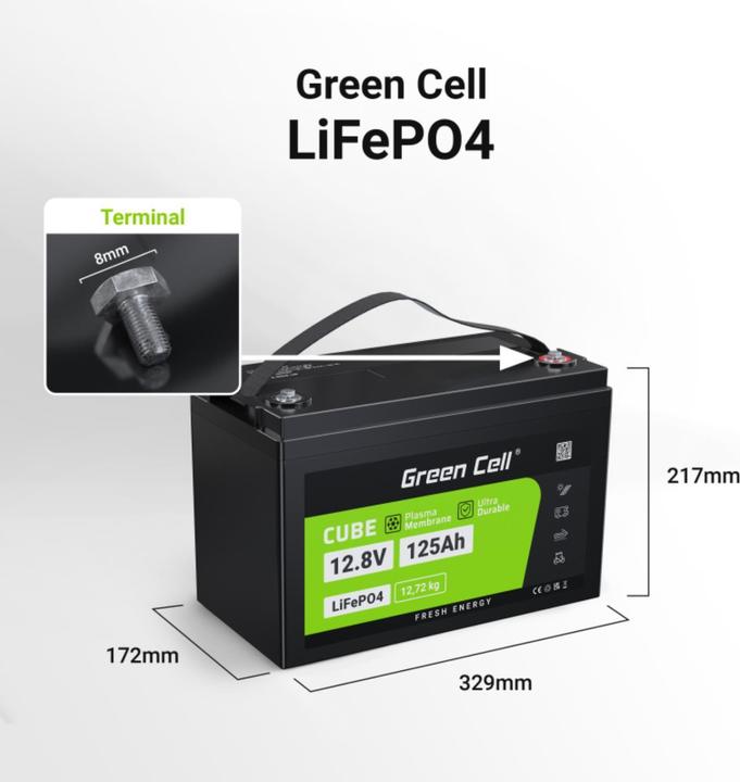 Actual product image GreenCell Supply battery (12.80 V, 125 Ah)