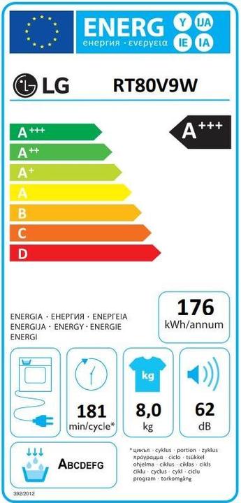 Energie-Label LG RT80V9W (8 kg, Wechselbar)