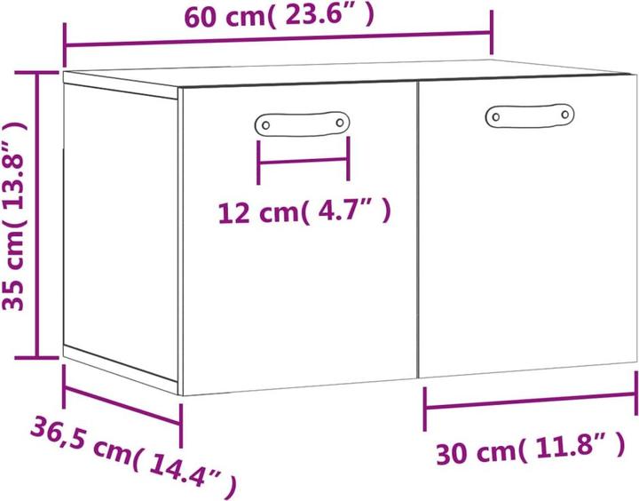 Produktbild VidaXL Wandschrank Räuchereiche 60x36,5x35 cm Holzwerkstoff (60 x 36,5 x 35 cm)